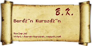 Berán Kurszán névjegykártya